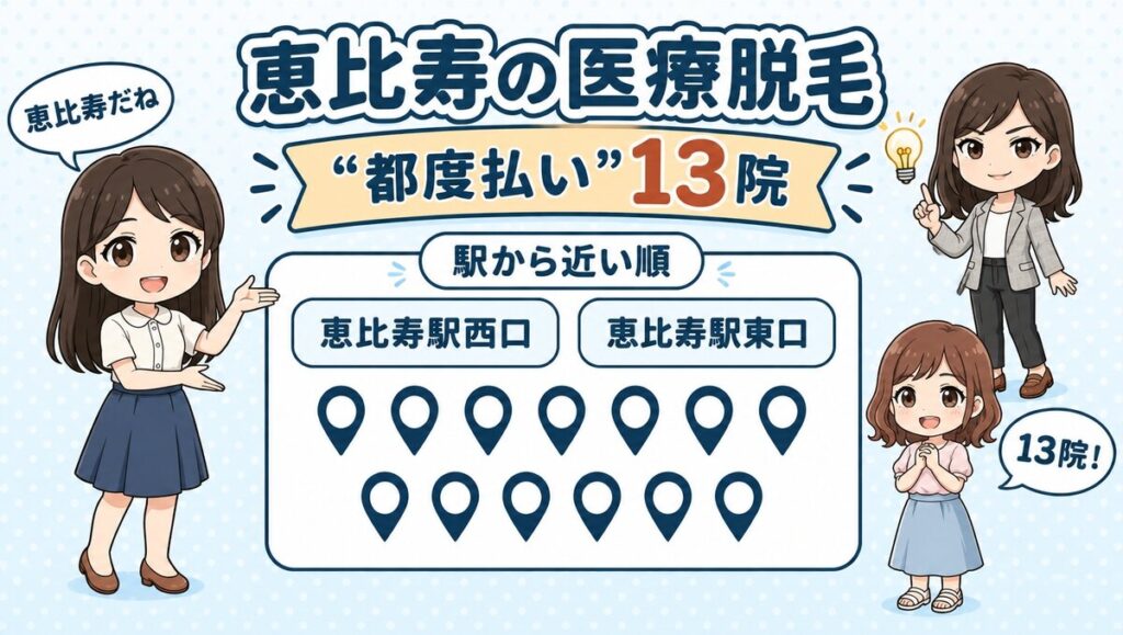 恵比寿の医療脱毛 都度払い13院