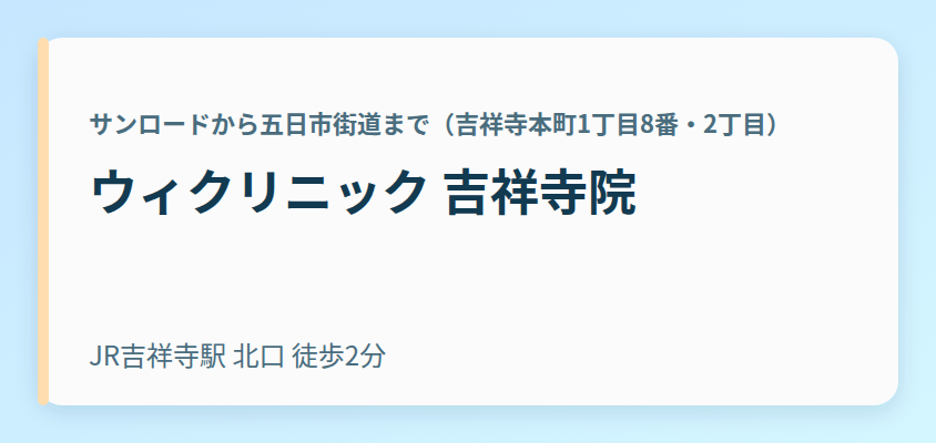 ウィクリニック 吉祥寺院