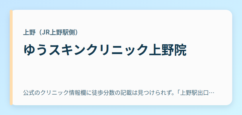 ゆうスキンクリニック上野院