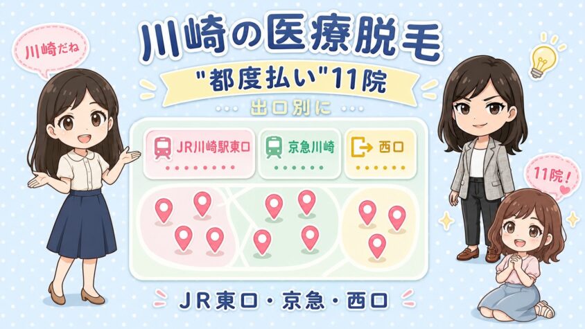 川崎にある医療脱毛「都度払い」11院【後悔しない選び方も解説】｜JR川崎駅東口・京急川崎・西口を出口別に