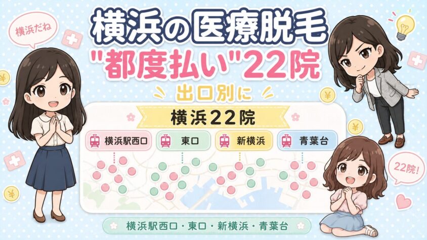 横浜にある医療脱毛「都度払い」22院【後悔しない選び方も解説】｜横浜駅西口・東口・新横浜・青葉台を出口別に