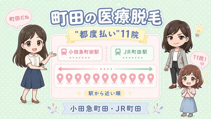 町田にある医療脱毛「都度払い」11院【後悔しない選び方も解説】｜小田急町田駅・JR町田駅を駅から近い順に