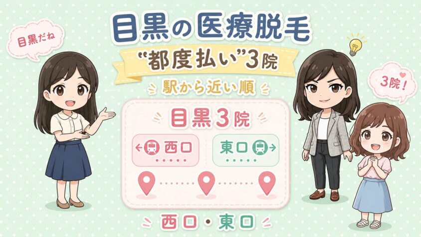 目黒にある医療脱毛「都度払い」3院【後悔しない選び方も解説】｜西口・東口を駅から近い順に