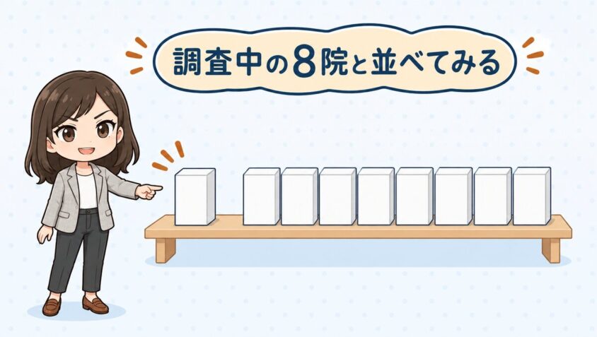 調査中の8院と並べてみる