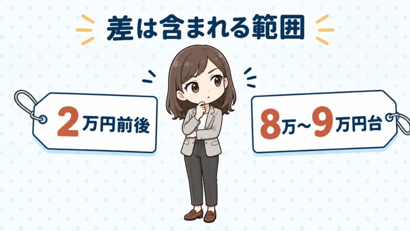熊本の全身1回は2万円前後と8万〜9万円台に分かれる
