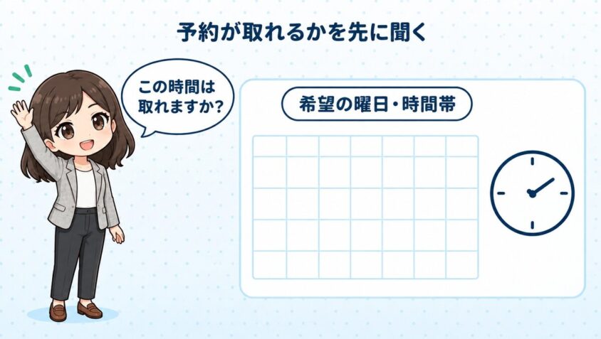 希望の曜日・時間帯で予約が取れるかを先に聞く