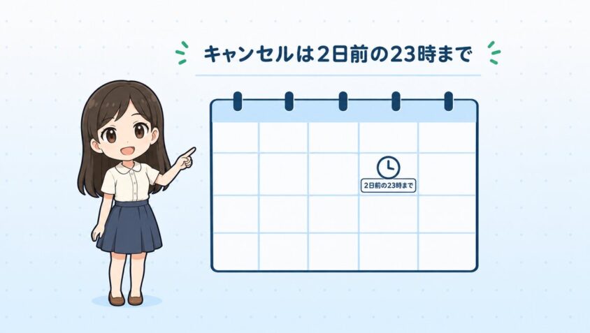 キャンセルは2日前の23時まで