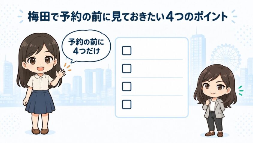 梅田で予約の前に見ておきたい4つのポイント