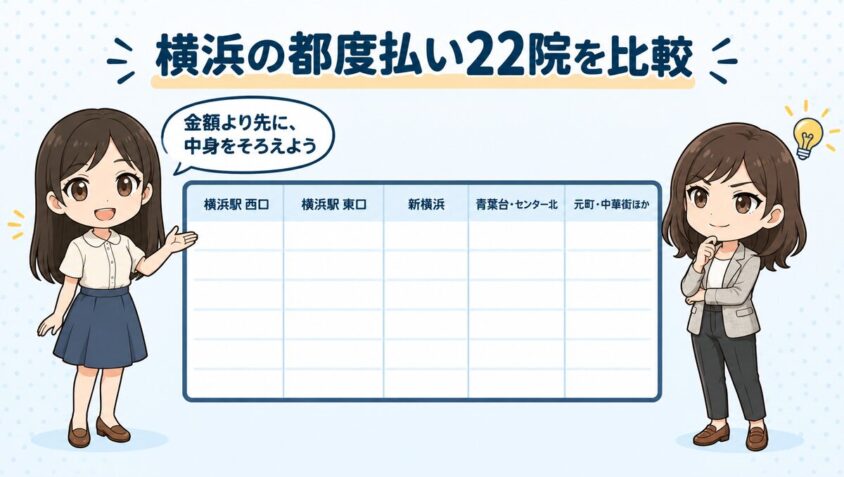 横浜の都度払い22院を比較